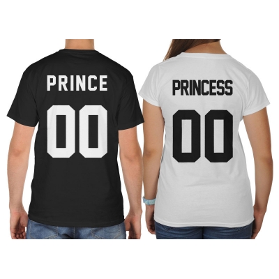 Koszulki dla par zakochanych komplet 2 szt Princess and Prince